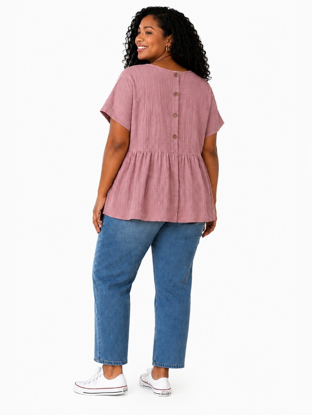 Plus Size Dusty Rose Peplum Top Size 18 - Picture 2 of 5